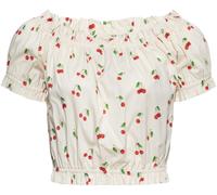 Queen Kerosin Cherry Camicetta da donna, bianco-rosso, taglia S per donne