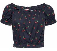 Queen Kerosin Cherry Camicetta da donna, nero-rosso, taglia M per donne