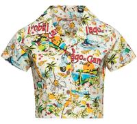 Queen Kerosin Donna Camicetta vintage Aop "Lago di Garda" QKU45007 4XL Bianco