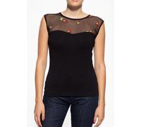 Queen Kerosin Donna Top a rete Roses Nero 3XL Nero