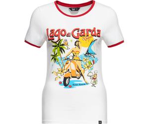 Queen Kerosin Donna Vintage Cont-shirt "Lago Di Garda" QKU41004 L Bianco