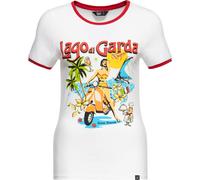 Queen Kerosin Donna Vintage Cont-shirt "Lago Di Garda" QKU41004 S Bianco
