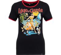 Queen Kerosin Donna Vintage Cont-shirt "Lago Di Garda" QKU41004 XS Nero
