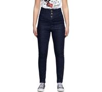 Queen Kerosin Jeans da donna a vita alta, slim fit, abbottonatura in denim 50S, vintage, modellanti, Blu scuro, 27W x 32L