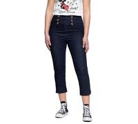 Queen Kerosin Jeans da donna a vita alta, slim fit, look da lavoro, spacco sulla gamba 50S, denim vintage, Blu scuro, 33W x 32L