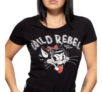 Queen Kerosin T-Shirt Stampato Donna Wild Rebel In Nero QKI11005-200