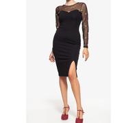 Queen Kerosin - Vestito a matita in rete da donna con ricamo di roseit - Nero S Nero