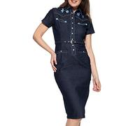 Queen Kerosin Westernstyle Vestito, Dark Blue, XS Donna