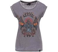 Queen Kerosin Wild & Free Maglietta da donna, grigio, taglia L per donne