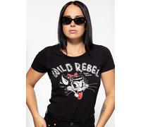 Queen Kerosin Wild Rebel T-Shirt Donna, nero, taglia XS per donne