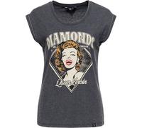 Queen Maglietta da donna Paraffin Enzyme Wash "Diamonds" QKI41011 XL Nero