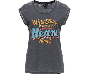 Queen Maglietta da donna Paraffin Enzyme Wash "Wild Thing" QKI41012 L Nero