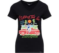 Queen Maglietta Kerosin Basic Donna Collo a V "Road To The Sun" QKU41019 L Nero