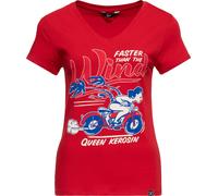 Queen Maglietta Kerosin Basic Donna Collo a V "Wind" QKU41018 3XL Rosso