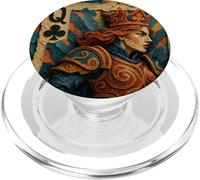 Queen of Club Warrior Armor Medieval Fantasy Lucky Poker PopSockets PopGrip per MagSafe