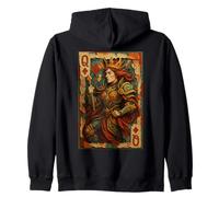 Queen of Diamonds Playing Card Paper Cut Lucky Poker Felpa con Cappuccio