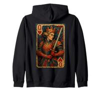 Queen of Heart Playing Card Paper Cut Lucky Poker Felpa con Cappuccio
