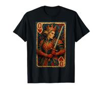 Queen of Heart Playing Card Paper Cut Lucky Poker Maglietta