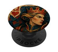 Queen of Heart Playing Card Paper Cut Lucky Poker PopSockets PopGrip Adesivo