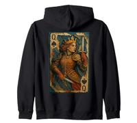 Queen of Spades Warrior Medieval Fantasy Card Lucky Poker Felpa con Cappuccio