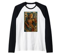 Queen of Spades Warrior Medieval Fantasy Card Lucky Poker Maglia con Maniche Raglan