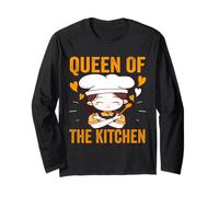 Queen Of The Kitchen Cute Chef Cooking Donne Ragazze Abbigliamento Maglia a Manica