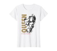 Queen Official Faces Ink Forever Maglietta, Donna, Bianco, XXL