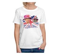Queen Platinum Jubilee 2022 Party White T Shirts Decorazioni Poster Union Jack Inghilterra Famiglia Reale Regina Elizabeth's Celebration Anniversary, Immagine 1, XL