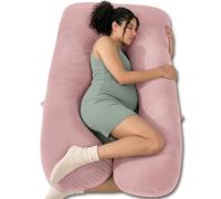 QUEEN ROSE Cuscino per gravidanza extra lungo, 152 cm, a forma di U, cuscino rinfrescante per maternità, per donne incinte, supporto per il corpo per adulti, con morbida fodera setosa, rosa