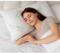 Queen Size Rayon Derived from Bamboo Pillow for Sleeping, Cooling Shredded Memory Foam Bed Pillows Set - Back, Stomach, Side Sleepers, Removable Cover, Adjustable to Firm / Soft, Queen (Pack of 1)