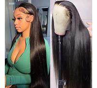 Queen Story 13 x 4 Hd parrucca frontale in pizzo capelli umani pretagliati con capelli del bambino 180% densità 9A capelli umani brasiliani lisci, per donne con attaccatura naturale (22)