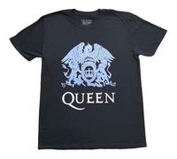 Queen T Shirt Blu Classic Crest Band Logo Nuovo Ufficiale Uomo Nero Size S
