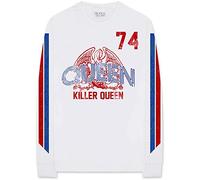 Queen - T-Shirt Maniche Lunghe # Xxl Unisex White # Killer Queen '74 Stripes