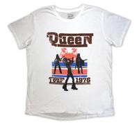 Queen - T-Shirt # Xl White Ladies # 1976 Tour Silhouettes