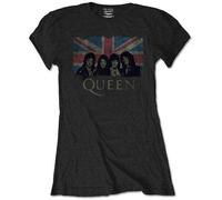 Queen Union Jack Vintage (Retail Pack) Black M Donna Maglietta