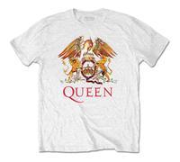 Queen White Crest Freddie Mercury Brian May autorizzato Uomo maglietta