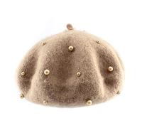 Queenbox - Berretto in lana perla, per bambina e bambina, stile classico francese, per 3-7 anni, colore: cachi