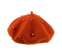 Queenbox - Berretto in lana perla, per bambina e bambina, stile classico francese, per bambini da 3 a 7 anni, colore: arancione