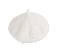 Queenbox - Berretto in lana perla, per bambina e bambina, stile classico francese, per bambini di 3-7 anni, colore: Bianco