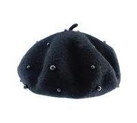 Queenbox - Berretto in lana perla, per bambina e bambina, stile classico francese, per bambini di 3-7 anni, colore: nero