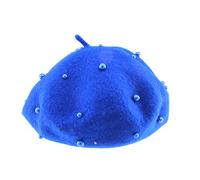Queenbox - Berretto in lana perla, per bambina e bambina, stile classico francese, per bambini di 3-7 anni, colore: blu