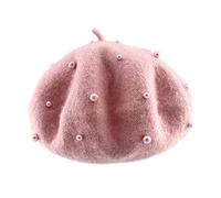 Queenbox - Berretto in lana perla, per bambina e bambina, stile classico, per bambini di 3-7 anni, colore: Rosa