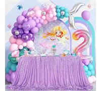 QueenDream Tovaglia con paillettes, 152,4 x 259,1 cm, motivo sirena, color lavanda glitterata, per matrimoni, compleanni, baby shower, decorazioni a forma di sirena