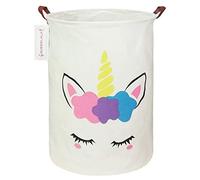 Queenlala - Cestino portaoggetti grande, pieghevole, rotondo, per la biancheria, per il bagno, per la casa, per il bambino, per la casa, per bambini e abbigliamento per bambini (unicorno dorato)