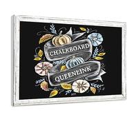 QUEENLINK Lavagna 60 x 90 cm, lavagna da appendere alla parete, con cornice in legno bianca, per casa, scuola, cucina, ufficio