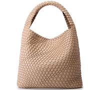 Queenoris Borsa da donna in tessuto alla moda con manico superiore, morbida borsa a tracolla estiva Hobo Tote Bag, Albicocca