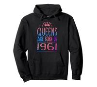 Queens Are Born in 1961 65 Years Old Funny 65th Birthday Felpa con Cappuccio