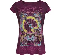 Queens Of The Stone Age Neon Sacrilege Donna T-Shirt Bordeaux XL 100% Cotone Largo