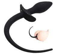 QUEEN'S STORY Plug, Plug anale in silicone con coda da cucciolo, Plug rotante, Giochi di ruolo, Feticismo, Dilatatore nero, Espansore vaginale in silicone, Sex toy stimolante per uomini e donne