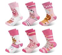 Queenshin 6 Paia Calzini Bambino Bambini Calze Ragazza Design Elegante e Divertente Palloncini Animali Calzini Crew Traspirante Regalo 2-3 Anni Taglia 22-26